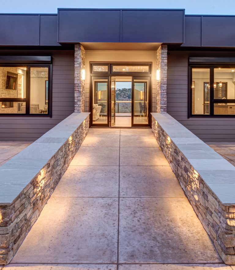 Santa Rosa home exterior with wheelchair ramp by Sonoma County home builder LEFF Design Build.