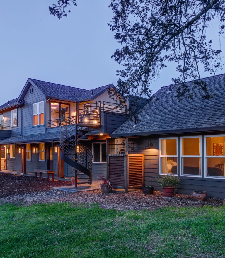 Custom home exterior by Sonoma County home builder LEFF Design Build.