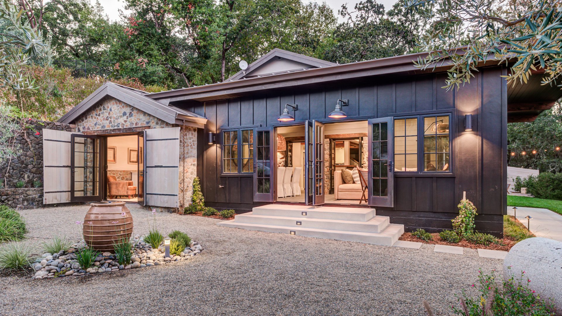Custom home exterior and outdoor space by Sonoma County home builder LEFF Design Build.