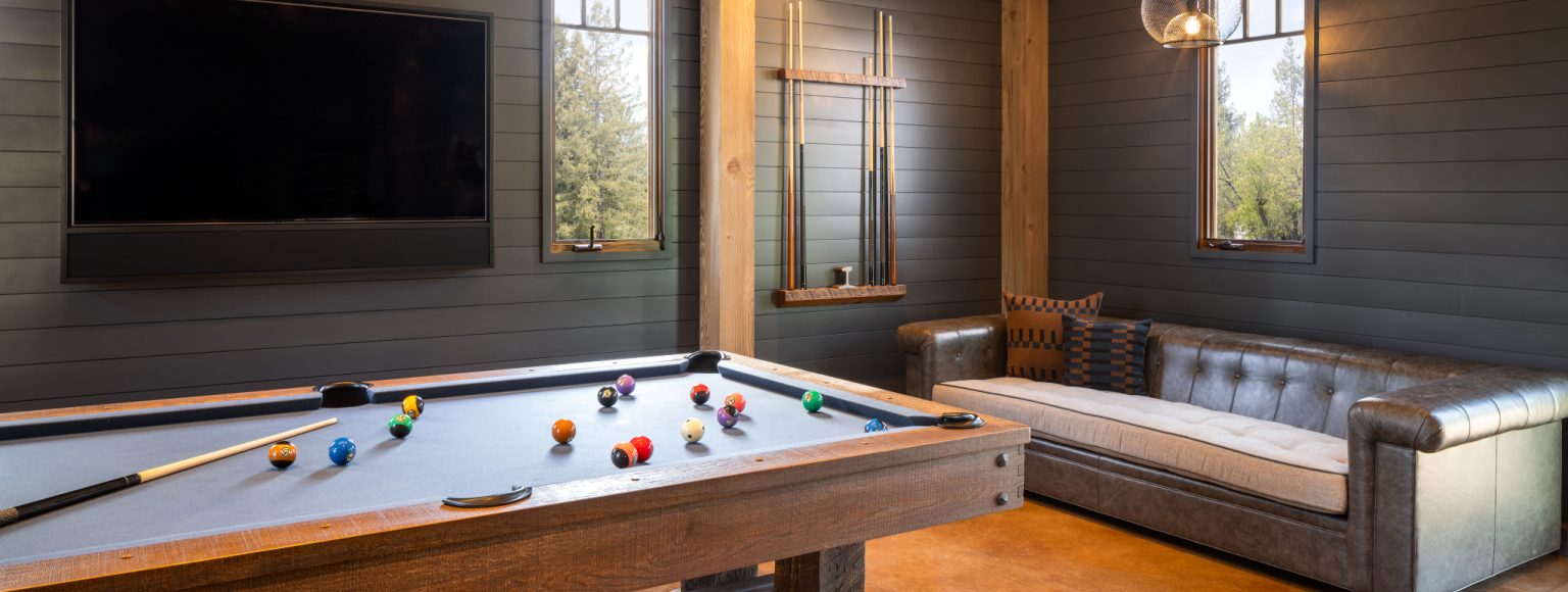 Custom remodel of a two-story barn, with pool table by Sonoma County's Premier Firm for Custom Homes + Remodeling, LEFF Design Build.