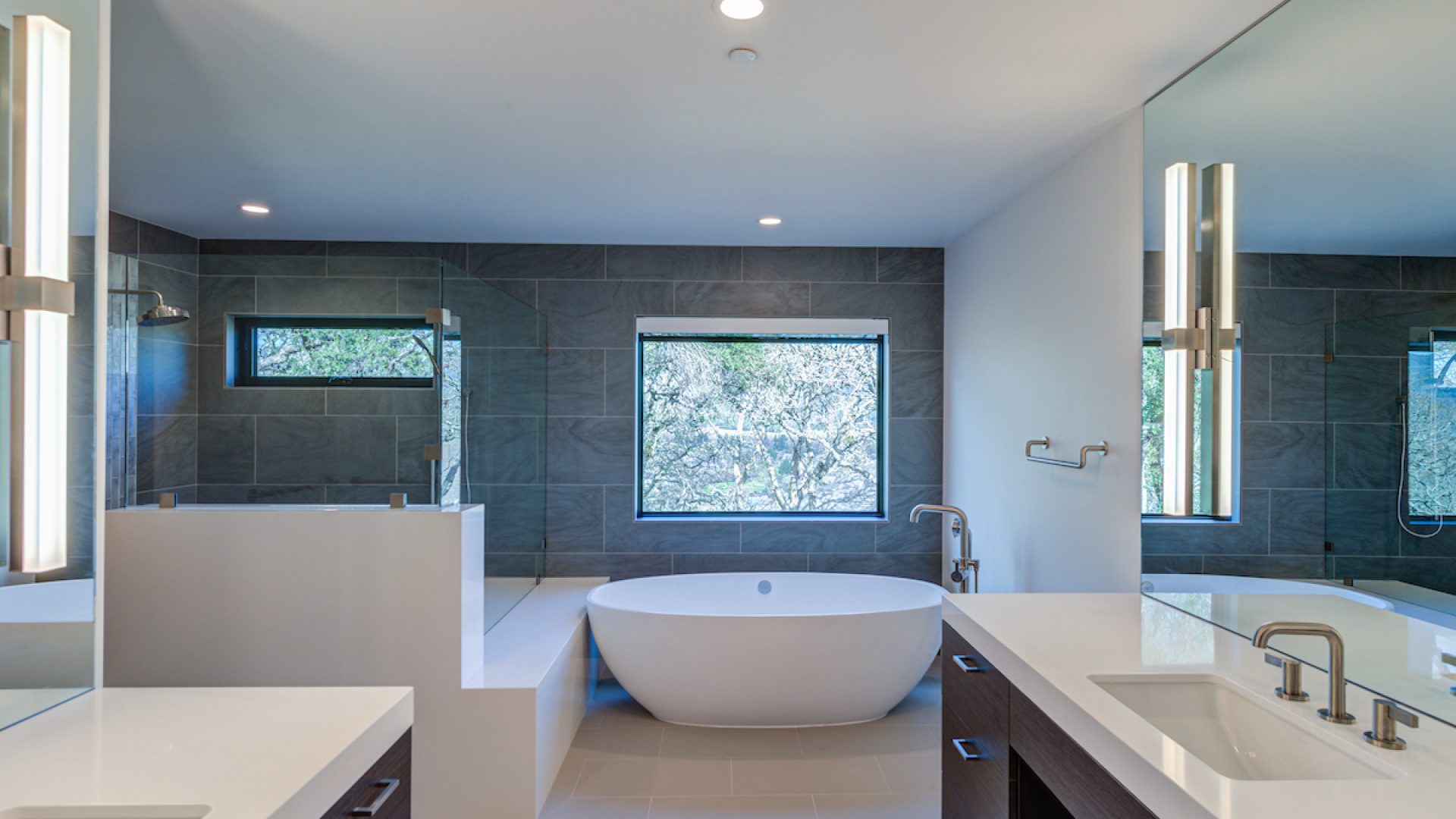 New custom home bathroom in Santa Rosa by Sonoma County's Premier Firm for Custom Homes + Remodeling LEFF Design Build.