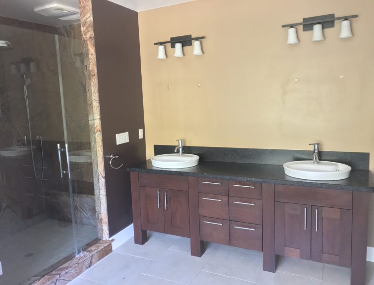 Outdated existing bathroom before, ready for remodeling by Sonoma County's Premier Firm for Custom Homes + Remodeling LEFF Design Build.