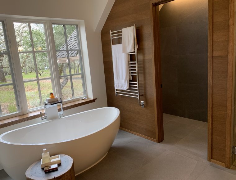Bathroom with soaking tub by Sonoma County's Premier Firm for Custom Homes + Remodeling LEFF Design Build.